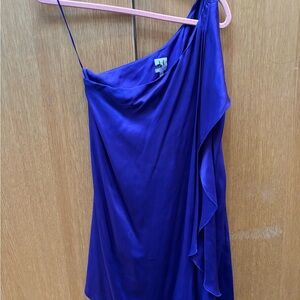 Halston Heritage Vibrant one shoulder Purple silk Dress size 8